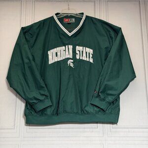 Michigan State Windbreaker Jacket MSU Men’s XL ProPlayer Green Pullover VTG
